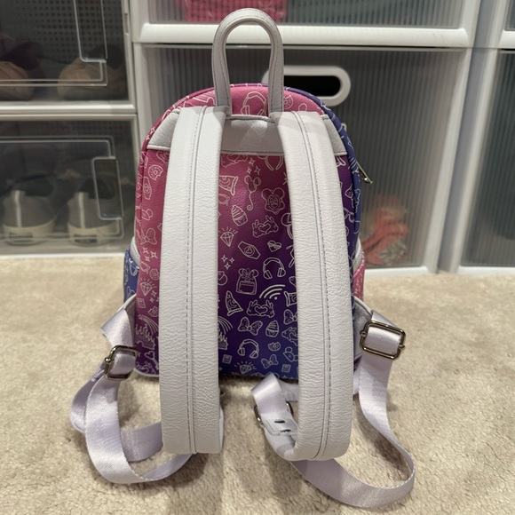 Disney Parks Loungefly Magic Kingdom Icon Print Purple Pink Ombré Mini Backpack - Picture 5 of 10